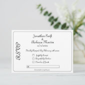 Monogram zwart-wit bruiloft RSVP Kaart (Staand voorkant)