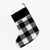 Monogram Zwart-wit Buffel Plaid Personaliseren Kleine Kerstsok (Achterkant (Hangend))