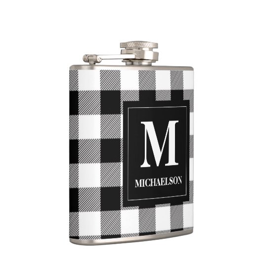 Monogram zwart-wit buffelcontrole heupfles (Rechts)