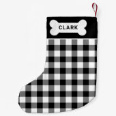 Monogram zwart-wit buffels kleine kerstsok (Achterkant)