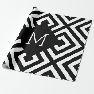 Monogram zwart-wit cadeaupapier