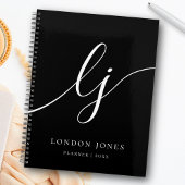 Monogram Zwart Wit Calligrafie Initialen Business Planner