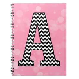 Monogram zwart-wit Chevron "A" Notitieboek