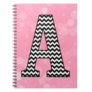 Monogram zwart-wit Chevron "A" Notitieboek