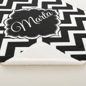 Monogram zwart-wit Chevron Sherpa Deken (3/4)