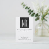 Monogram Zwart Wit Chubby Modern Visitekaartje (Staand voorkant)