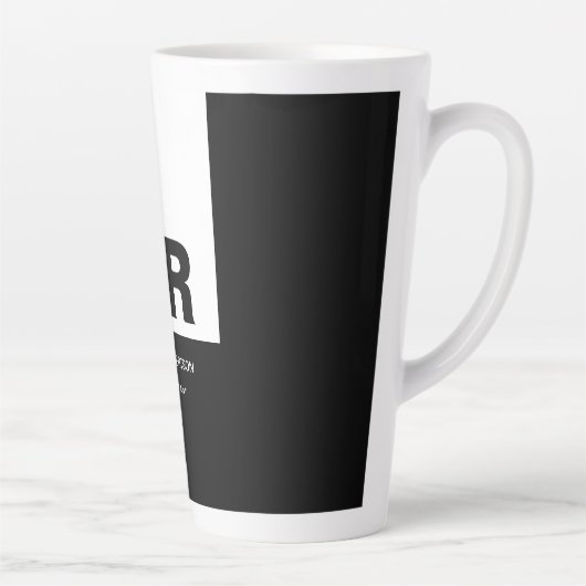 Monogram Zwart Wit Creëer Custom Gift Latte Mok (Rechts)