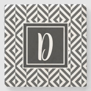 Monogram Zwart & Wit Diamant Patroon Stenen Onderzetter
