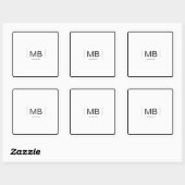  Monogram Zwart Wit Eenvoudig Professioneel  Vierkante Sticker (Vel)