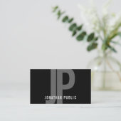 Monogram Zwart Wit Eenvoudige Sjabloon Professione Visitekaartje (Staand voorkant)