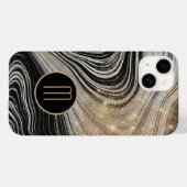Monogram zwart-wit en goudfaux Agate Star Shine Case-Mate iPhone Case (Achterkant (horizontaal))