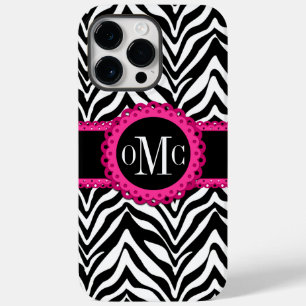Monogram zwart-wit en zwart-wit afdrukken Roze kan Case-Mate iPhone 14 Pro Max Hoesje