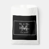 Monogram zwart-wit Est. datum Huwelijk  Bedankzakje (Voorkant)