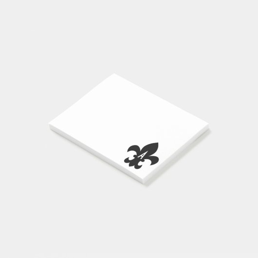 Monogram zwart-wit Fleur de Lis Post-it® Notes (Schuin)