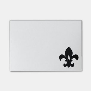Monogram zwart-wit Fleur de Lis Post-it® Notes