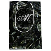 Monogram Zwart-wit Floral GIft Bag Medium Cadeauzakje (Voorkant)