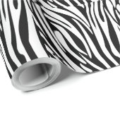 Monogram zwart-wit gestreept zebrapatroon cadeaupapier (Rol Hoek)