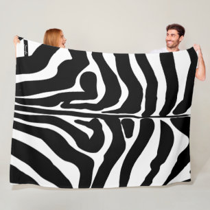 Monogram zwart-wit gestreept zebrapatroon fleece deken