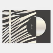Monogram zwart-wit gestreept zebrapatroon inpakpapier vel (Voorkant 3)