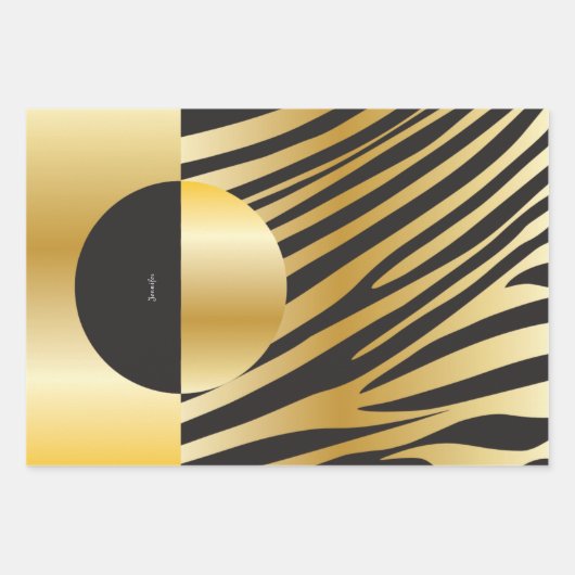 Monogram zwart-wit gestreept zebrapatroon inpakpapier vel (Voorkant)