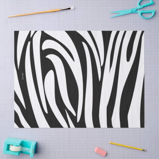 Monogram zwart-wit gestreept zebrapatroon tissuepapier (Craft)