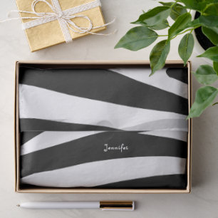 Monogram zwart-wit gestreept zebrapatroon tissuepapier