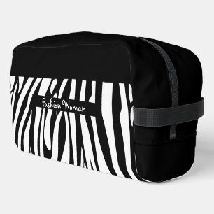 Monogram zwart-wit gestreept zebrapatroon toilettasje