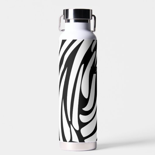 Monogram zwart-wit gestreept zebrapatroon waterfles (Voorkant)