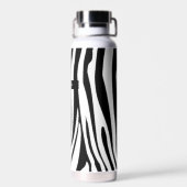 Monogram zwart-wit gestreept zebrapatroon waterfles (Achterkant)