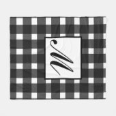 Monogram zwart wit Gingham patroon Fleece Deken (Voorkant (Horizontaal))