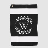 Monogram zwart-wit golfhanddoek (Voorkant)