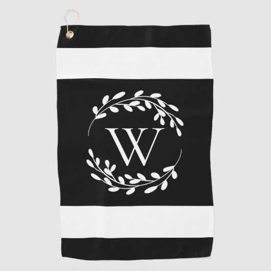 Monogram zwart-wit golfhanddoek (Voorkant)