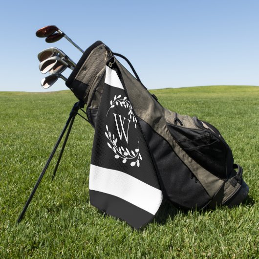Monogram zwart-wit golfhanddoek (Groen)