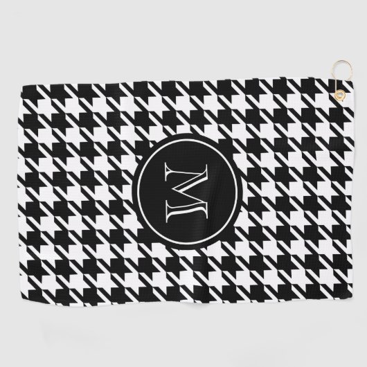 Monogram zwart-wit golfhanddoek (Horizontaal)