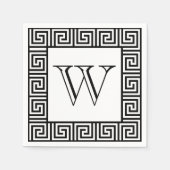 Monogram Zwart & Wit Grieks sleutelpapier servet (Voorkant)
