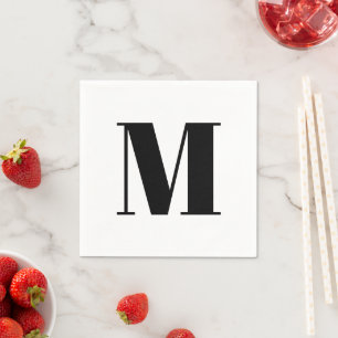Monogram zwart-wit initiaal aanpassen servet