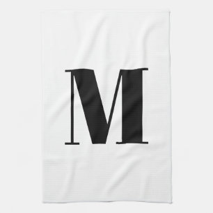 Monogram zwart-wit initiaal aanpassen theedoek