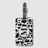 Monogram zwart-wit Koe Print Bagagelabel (Voorkant (verticaal))
