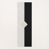 Monogram Zwart Wit Marmer Elegant Goud Script Yogamat (Voorkant)