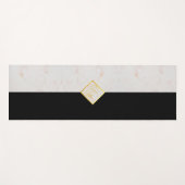 Monogram Zwart Wit Marmer Elegant Goud Script Yogamat (Voorkant (horizontaal))