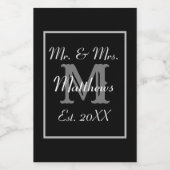 Monogram Zwart-Wit Mini Wijn Labels Etiket (Enkel label)