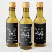 Monogram Zwart-Wit Mini Wijn Labels Wijn Etiket (Flessen)