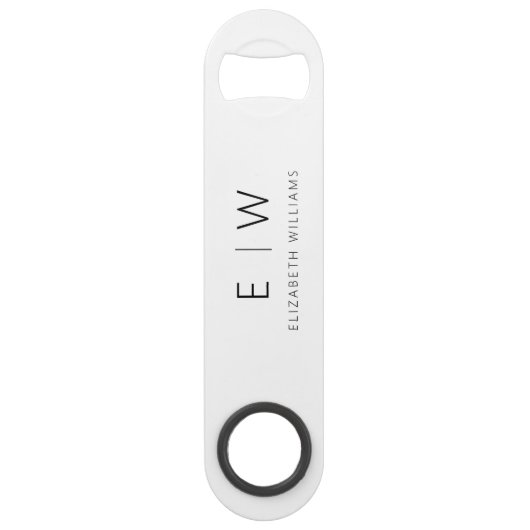 Monogram Zwart Wit Modern Minimalistisch Elegant Speed Flessenopener (Voorkant)