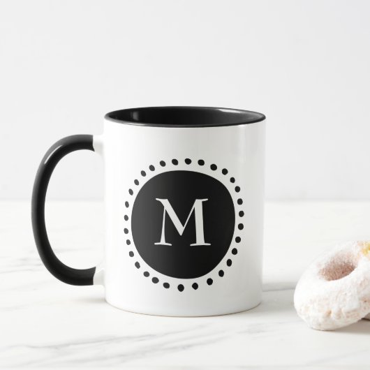 Monogram zwart-wit mok (Met donut)
