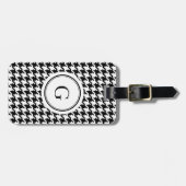 Monogram zwart wit monogram voor het geluidsdiepte bagagelabel (Voorkant horizontaal)