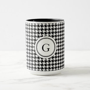 Monogram zwart wit monogram voor het geluidsdiepte mok