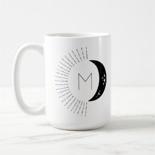 Monogram zwart-wit Moon Sun Koffiemok