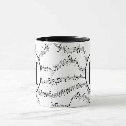 Monogram zwart-wit muzieknoot mok (Midden)
