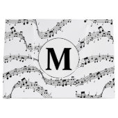 Monogram zwart-wit muzieknotitie groot cadeauzakje (Voorkant)