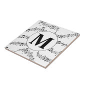 Monogram zwart-wit muzieknotitie tegeltje (Zijkant)